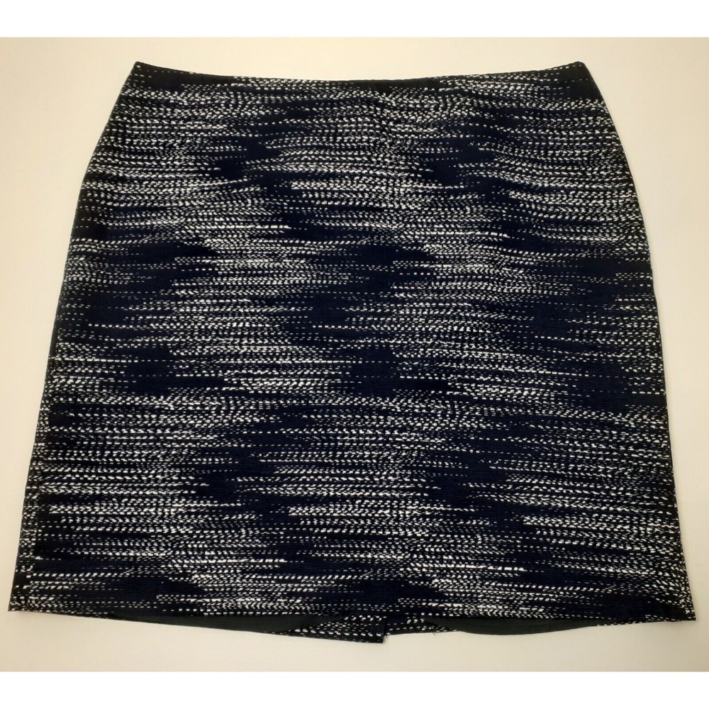 Jones New York Signature Navy/White A-Line Skirt-Lined-100% Cotton Sz. 12 Career